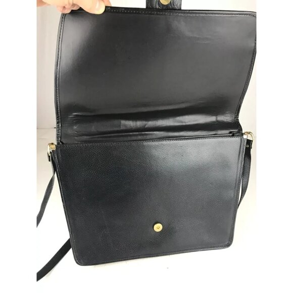 First Class Unisex Black Leather Adjustable Strap Top Handle Crossbody Bag‎ - Picture 6 of 9
